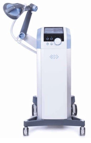 Shortwave diathermy therapy unit on a mobile stand